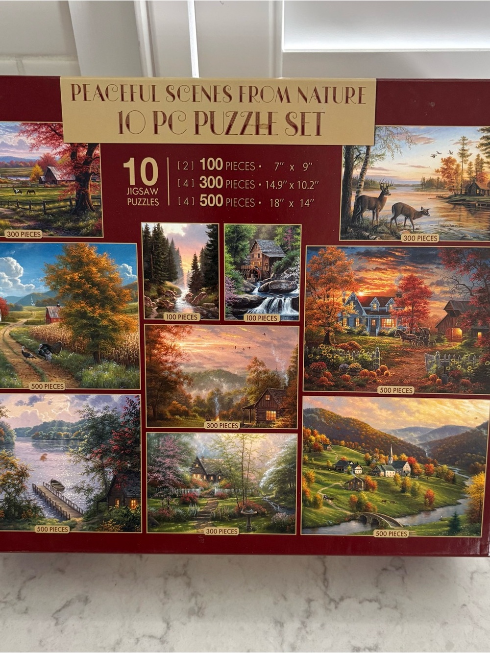 Peaceful Scenes From Nature 10-Piece Jigsaw Puzzle Set - Multicolor